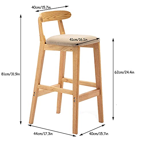Amazon.com: SYCARPET Pub Height Bar Stool, Solid Wood Bar Stools